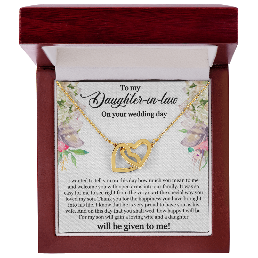 To My Daughter-In-Law, Interlocking Hearts Necklace For Daughter-In-Law, Welcome Gift For Daughter-In-Law, Jewelry Gift On Wedding Day by Best Gifts 305