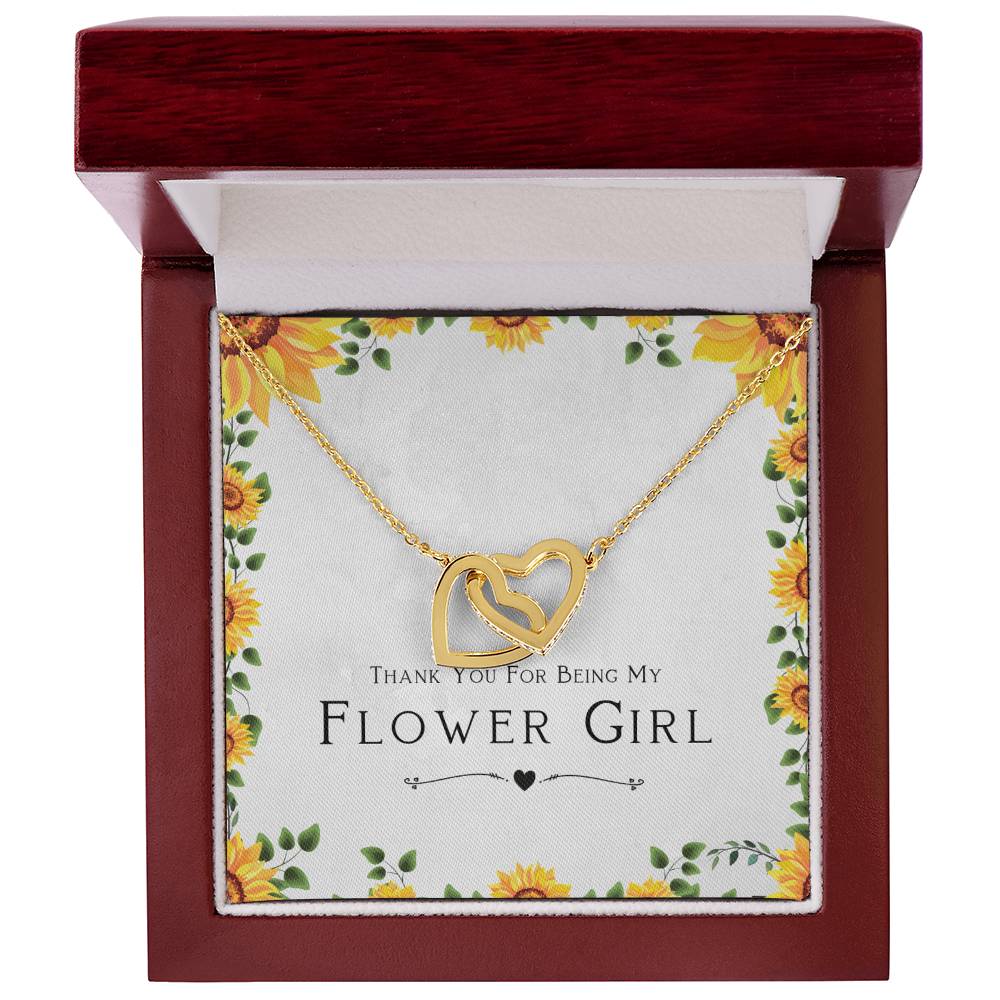 Flower Girl Gift For Wedding Day, Thank You For Being My Flower Girl, Flower Girl Gift From Bride - Interlocking Hearts Necklace with Cute Message Card by Best Gifts 305
