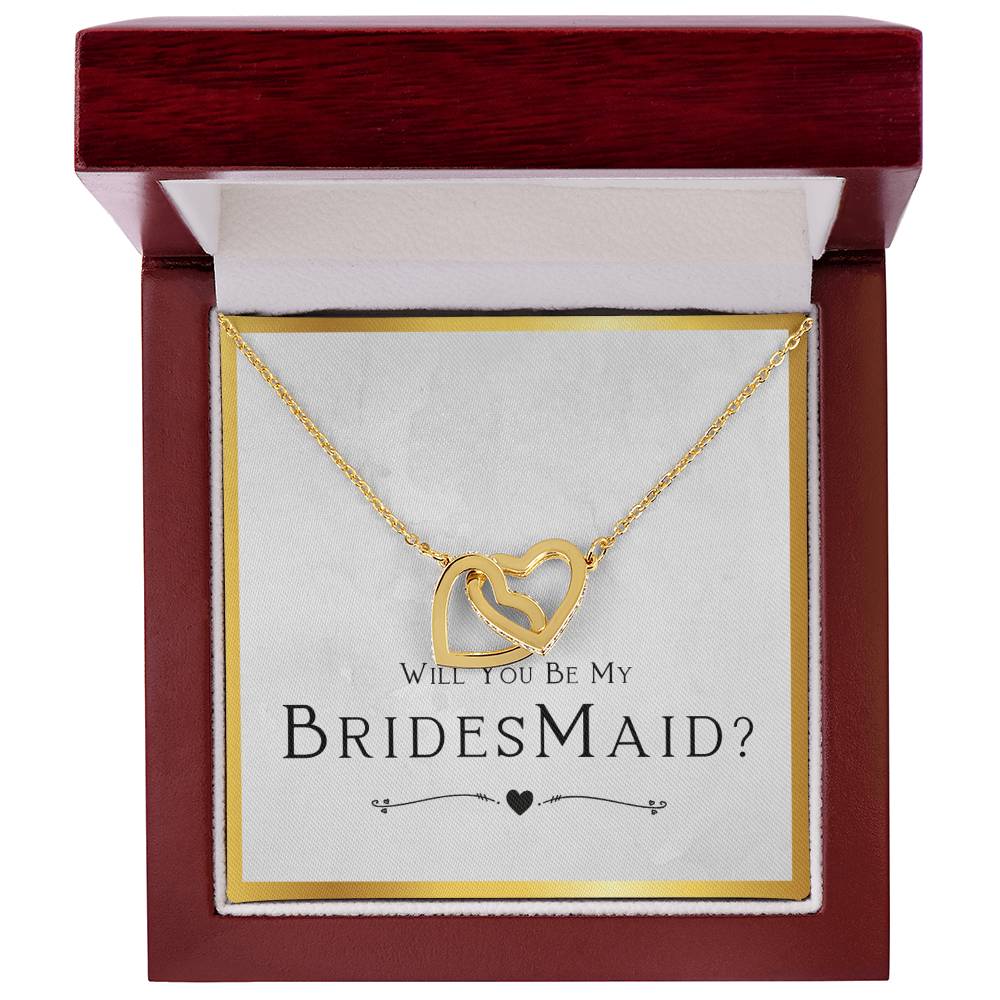Bridesmaid Proposal Gift, Will You Be My Bridesmaid, Bridesmaid Gift From Bride - Interlocking Hearts Necklace with Message Card by Best Gifts 305