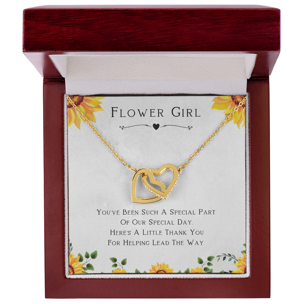 Flower Girl Gift For Wedding Day, Thank You For Leading The Way, Flower Girl Gift From Bride - Interlocking Hearts Necklace with Cute Message Card by Best Gifts 305