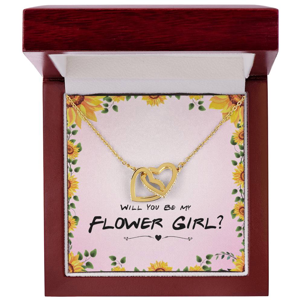 Flower Girl Proposal Gift, Will You Be My Flower Girl, Flower Girl Gift From Bride - Interlocking Hearts Necklace with Message Card by Best Gifts 305