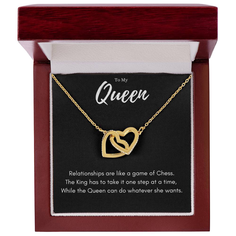 Funny Relationship Gifts, Queen Interlocking Hearts Necklace Anniversary Gift From Boyfriend, Fun Chess Relationship Message Card Jewelry Birthday Present For Her, Hilarious Jewelery Gifts For Girlfriend Valentines Day by Best Gifts 305