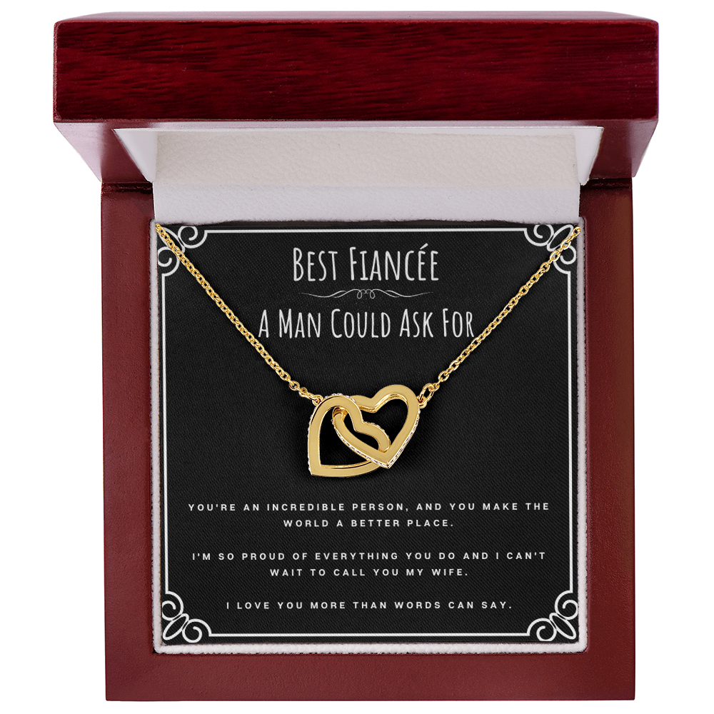Best Fiancée A Man Could Ask For Valentines Day Message Card Jewelry Interlocking Hearts Necklace Gift From Fiancé, Fiancée Anniversary Present, Birthday Christmas Gifts For Fiancée by Best Gifts 305