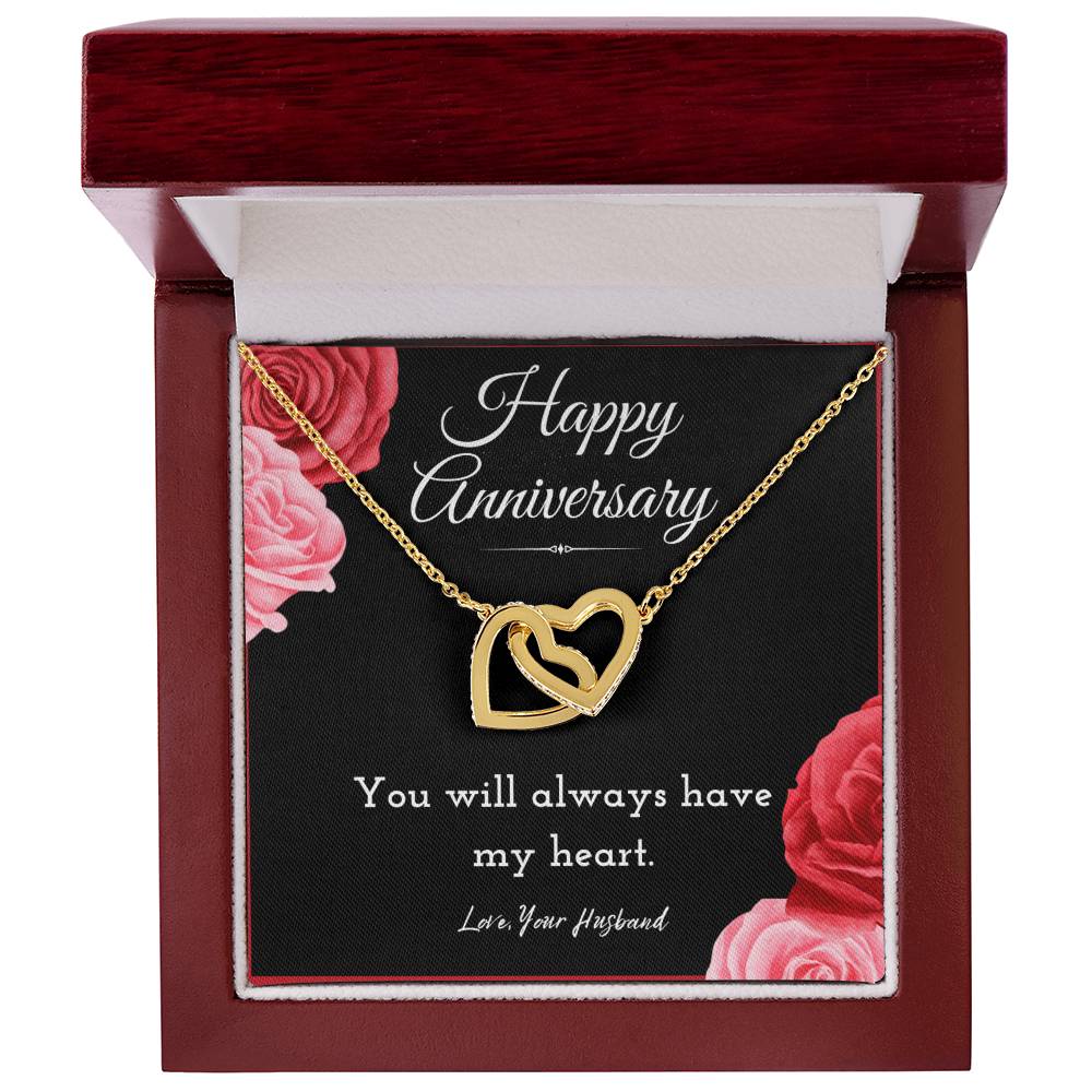 Happy Anniversary Interlocking Hearts Necklace Jewelry Message Card For Wife From Husband, Wife Anniversary Present From Him, Heartfelt Necklace Gift For Her by Best Gifts 305