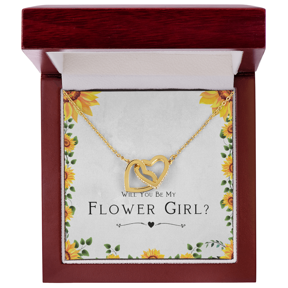 Flower Girl Proposal Gift, Will You Be My Flower Girl, Flower Girl Gift From Bride, Religious Gift - Interlocking Hearts Necklace with Cute Message Card by Best Gifts 305