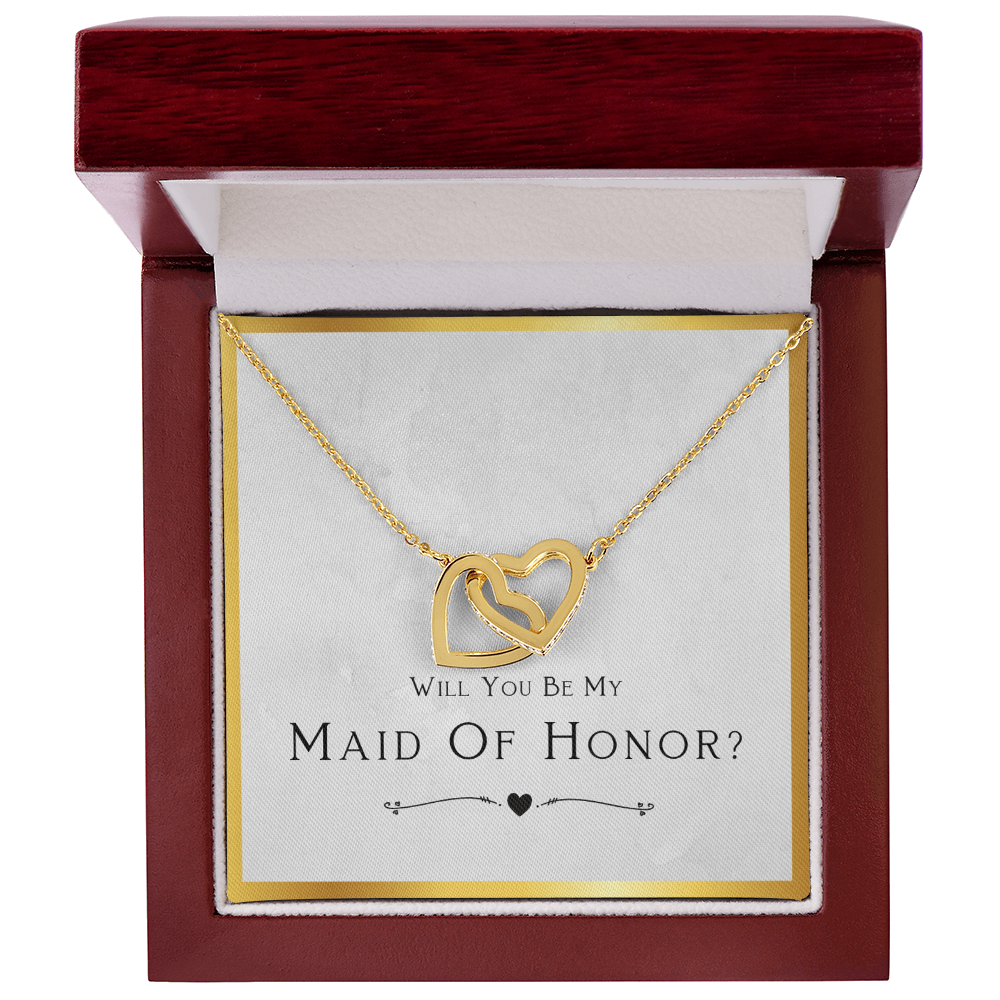 Maid Of Honor Gift, From Bride, Will You Be My Maid Of Honor, Proposal Gift - Interlocking Hearts Necklace with Message Card by Best Gifts 305
