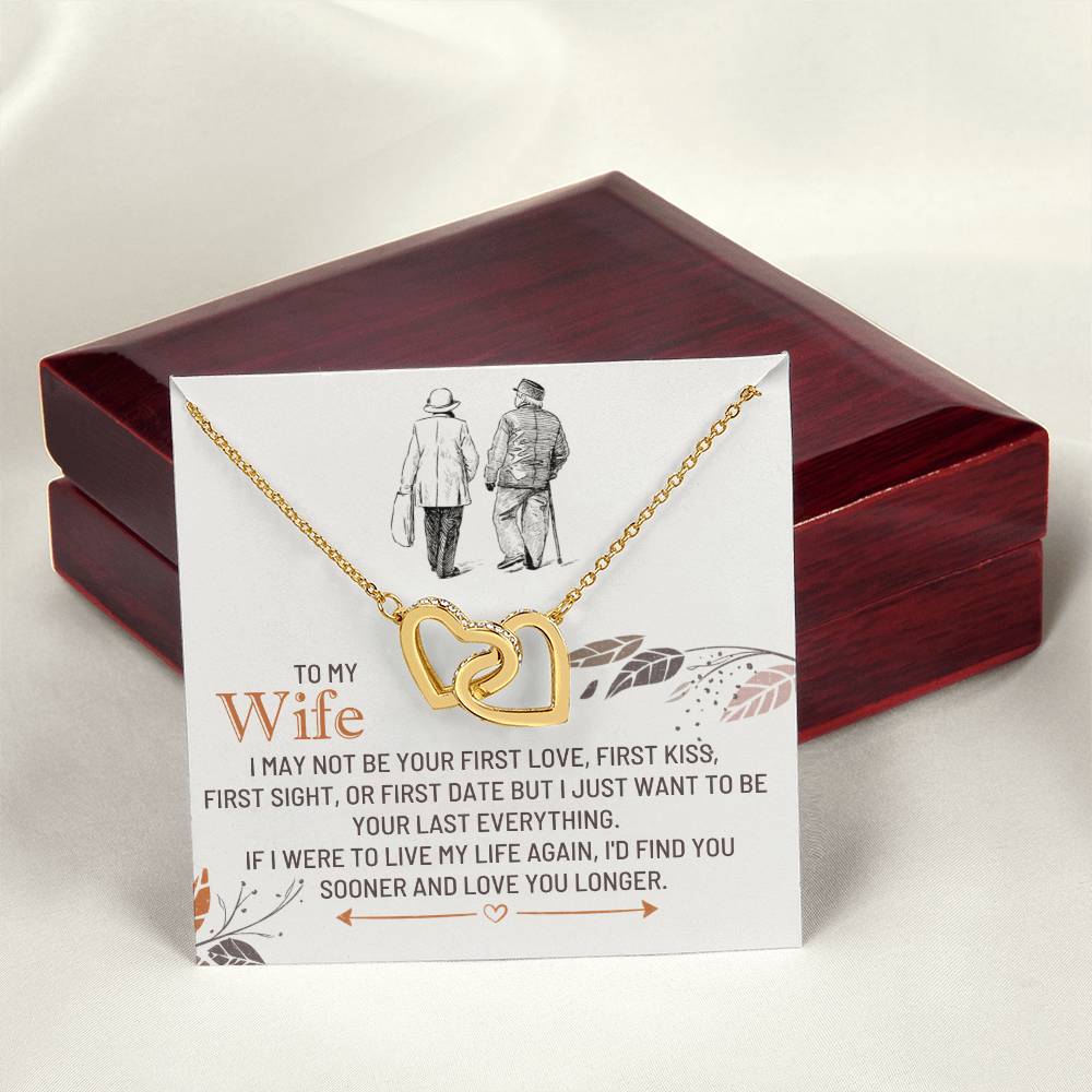 To My Wife Interlocking Hearts Necklace with CZ Crystals – Romantic Anniversary Birthday Gift for Her