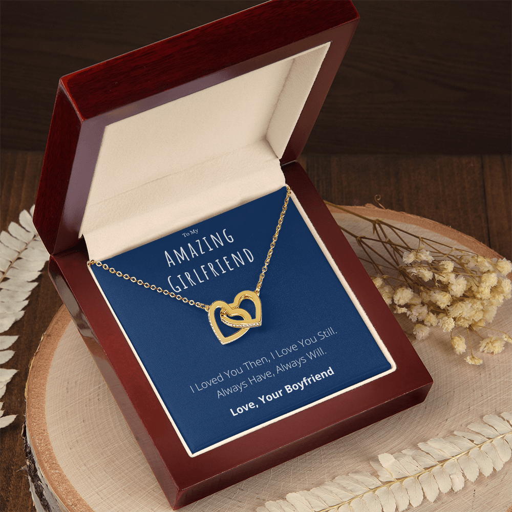 To My Amazing Girlfriend Interlocking Hearts Necklace Anniversary Message Card Jewelry Gift From Boyfriend, Heartwarming Girlfriend Valentines Day Present by Best Gifts 305