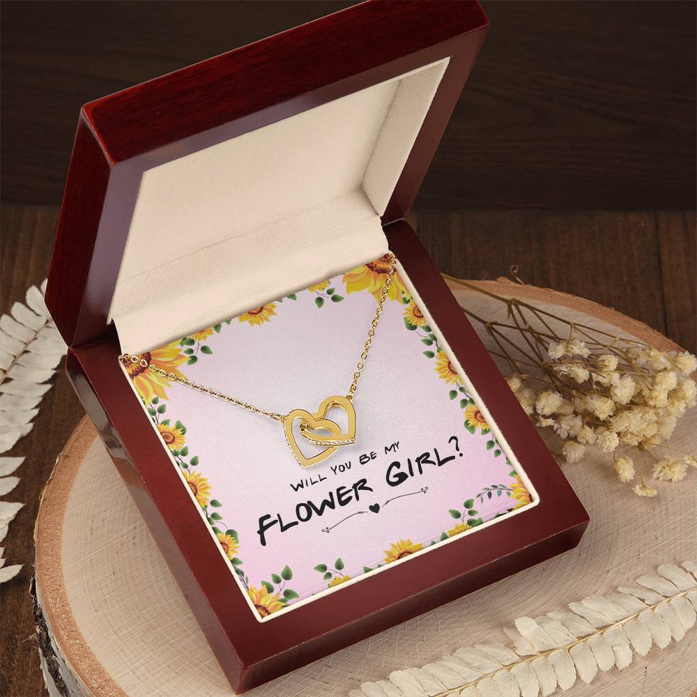 Flower Girl Proposal Gift, Will You Be My Flower Girl, Flower Girl Gift From Bride - Interlocking Hearts Necklace with Message Card by Best Gifts 305