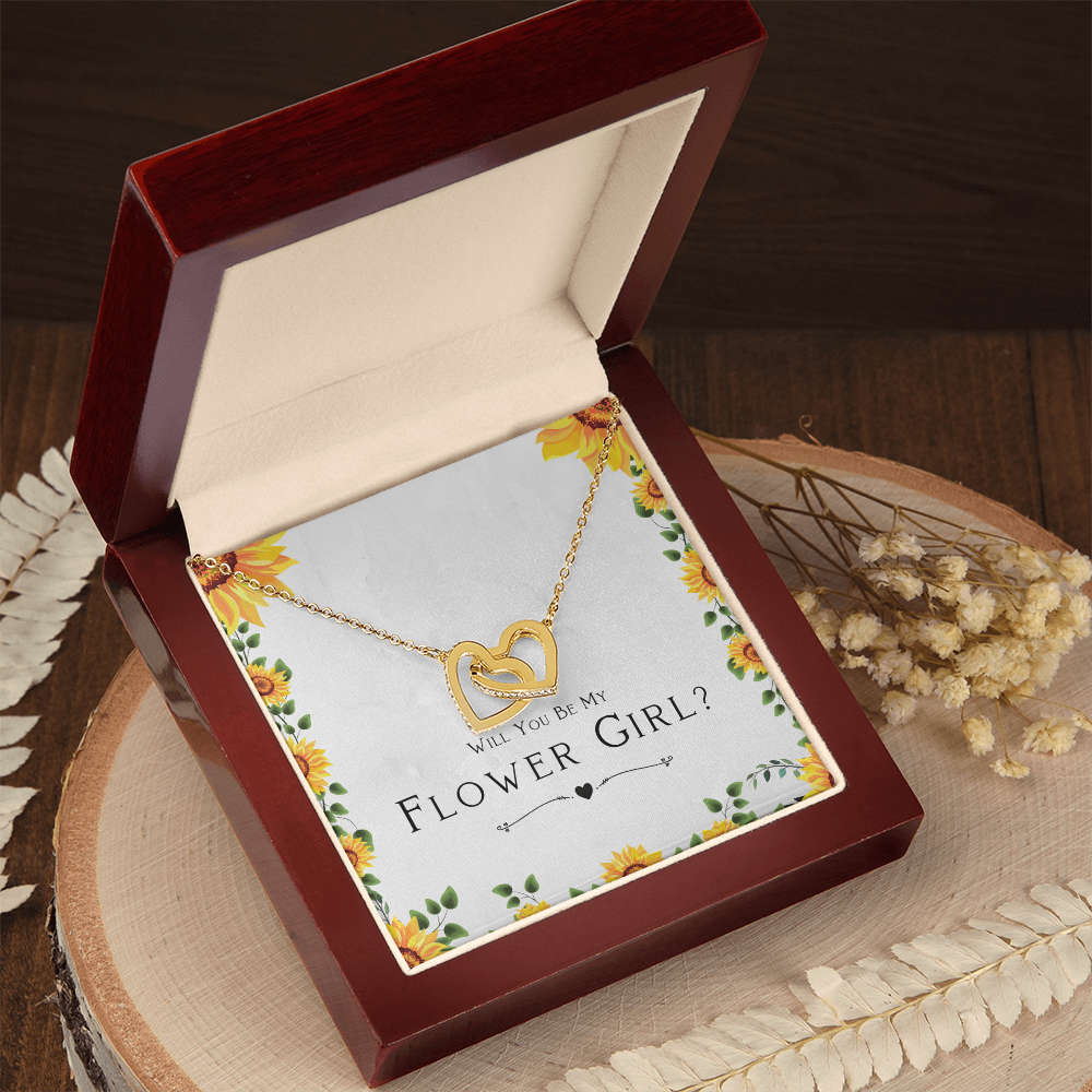 Flower Girl Proposal Gift, Will You Be My Flower Girl, Flower Girl Gift From Bride, Religious Gift - Interlocking Hearts Necklace with Cute Message Card by Best Gifts 305