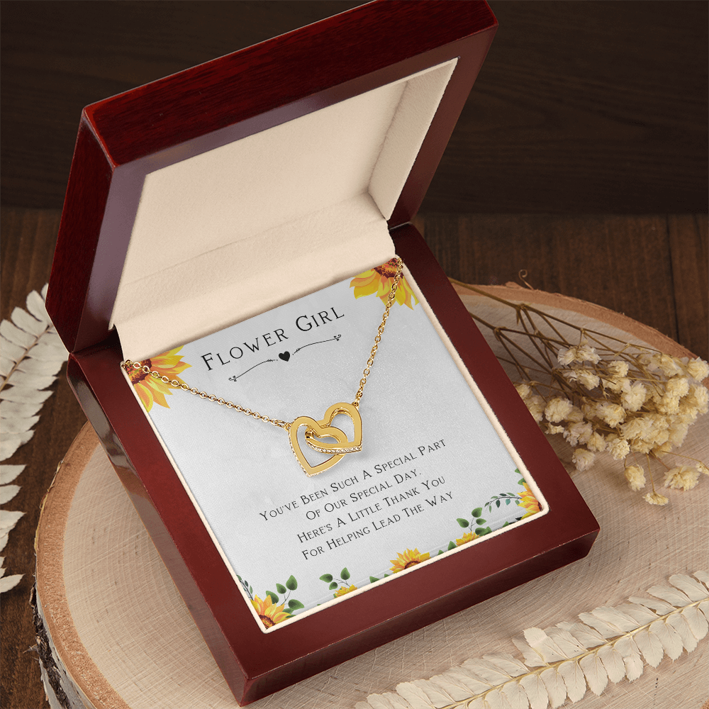 Flower Girl Gift For Wedding Day, Thank You For Leading The Way, Flower Girl Gift From Bride - Interlocking Hearts Necklace with Cute Message Card by Best Gifts 305