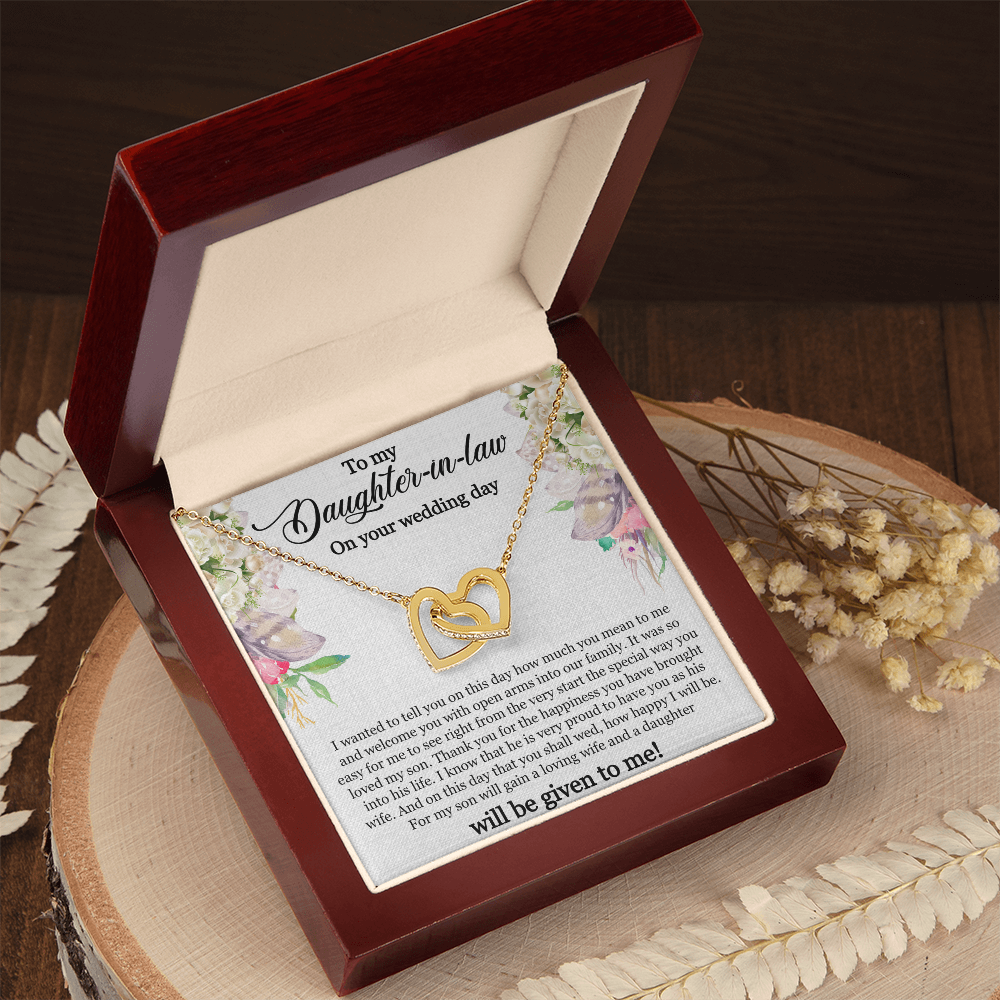 To My Daughter-In-Law, Interlocking Hearts Necklace For Daughter-In-Law, Welcome Gift For Daughter-In-Law, Jewelry Gift On Wedding Day by Best Gifts 305