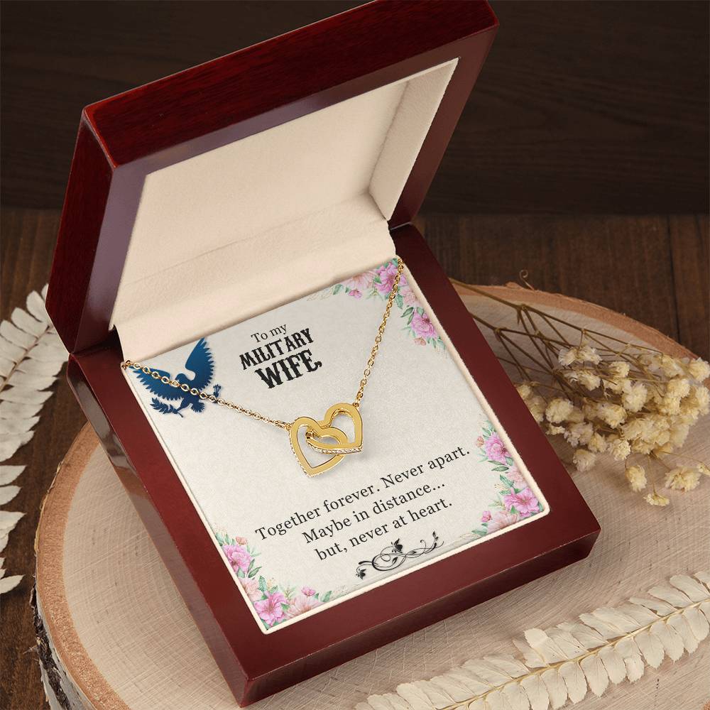 Interlocking Hearts Necklace Gift for Military Wife – Romantic CZ Pendant from Husband