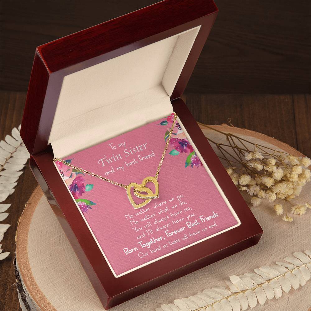 Twin Sister Necklace Gift – Interlocking Hearts Jewelry for Twins, Best Friend Pendant from Sister
