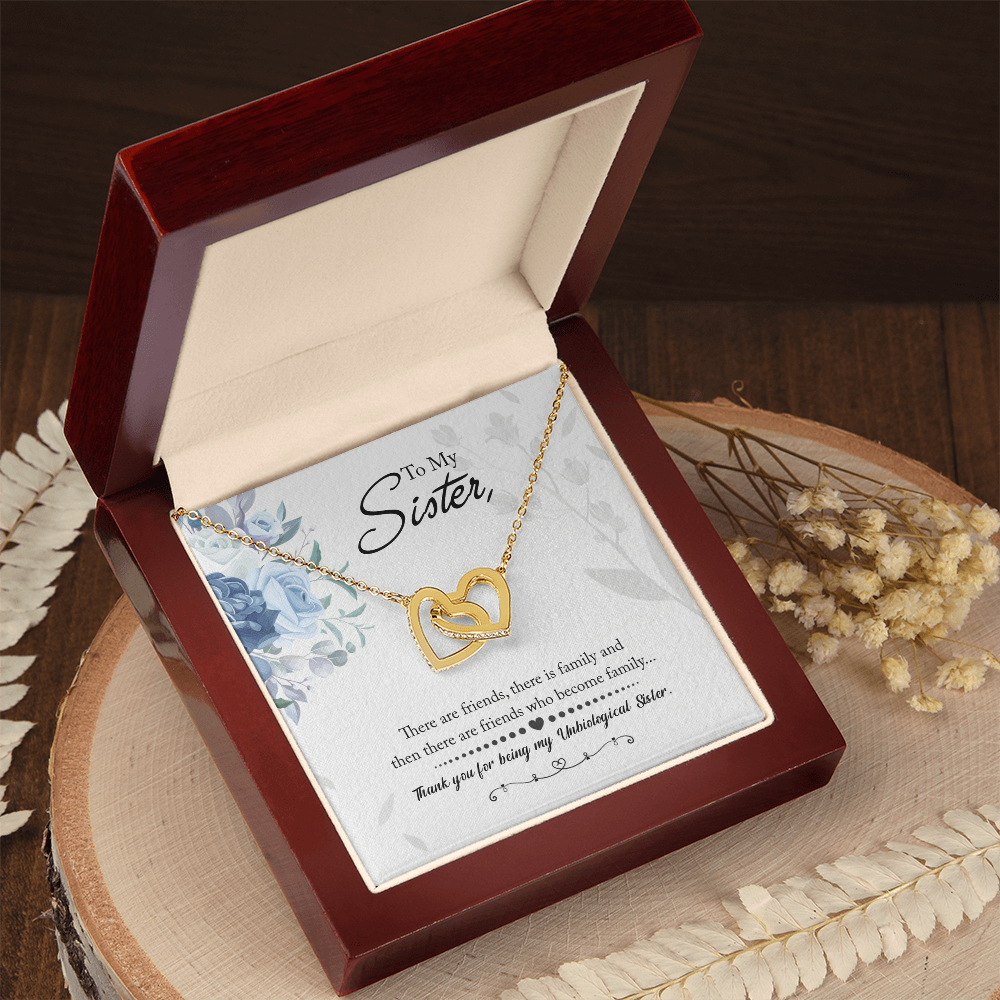 Thank You For Being My Unbiological Sister, Interlocking Hearts Necklace To My Unbiological Sister, Unbiological Sister Friendship Gift by Best Gifts 305