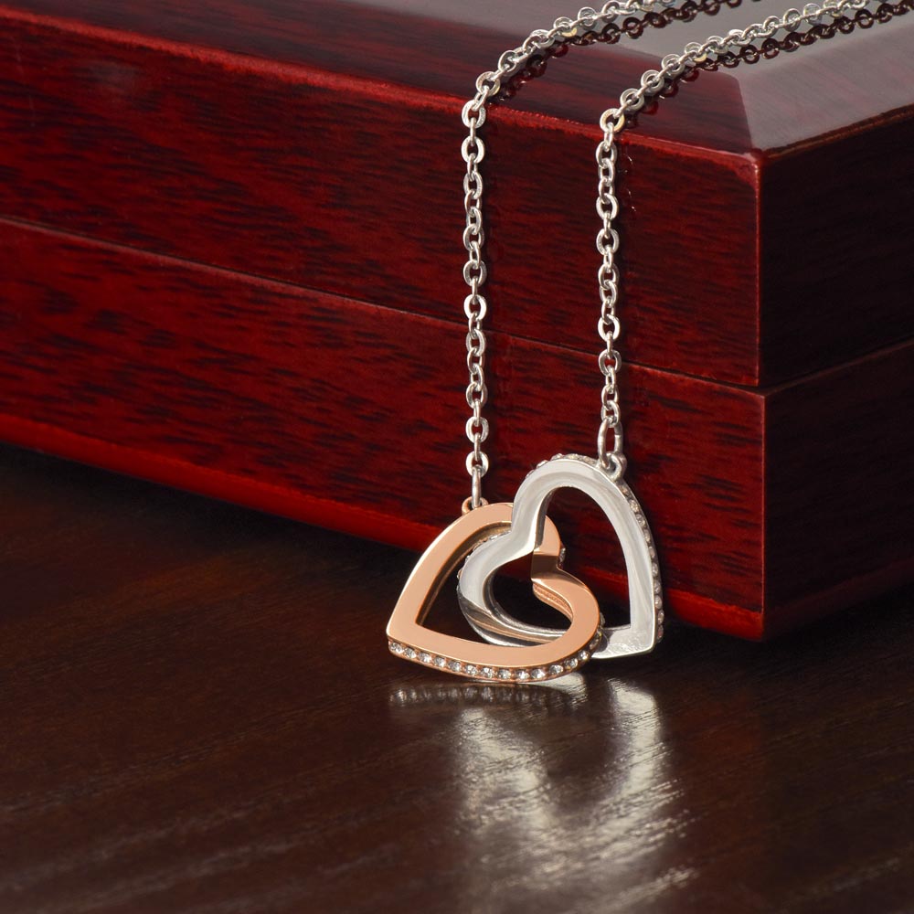 Interlocking Hearts Necklace for Daughter – CZ Crystal Pendant, Birthday Gift from Mom or Dad