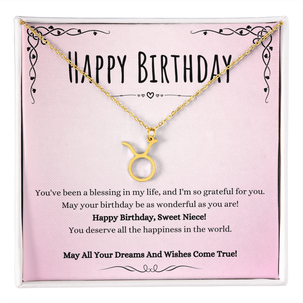 Niece Birthday Message Necklace Gift From Aunt And Uncle, Wonderful Niece Message Jewelry Zodiac Name Pendant Present by Best Gifts 305