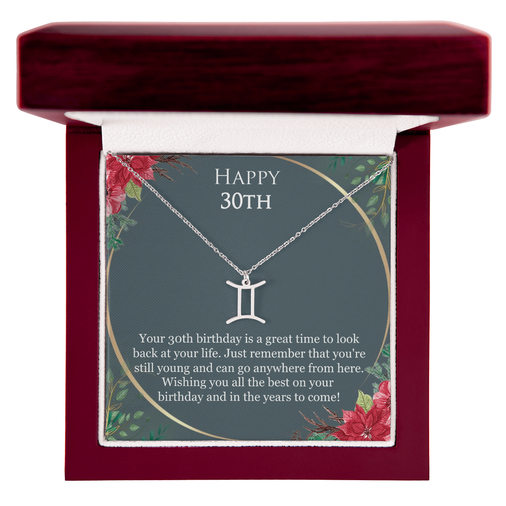 30th Birthday For Her, 30th Birthday Gift Ideas, Happy 30th, Wishing You All The Best - Zodiac Name Necklace With Birthday Greeting Card by Best Gifts 305