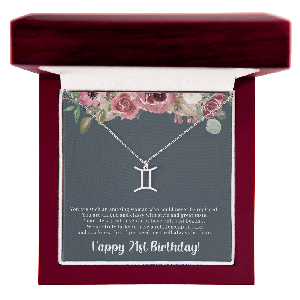 Birthday Gift For Her, Happy 21st Birthday, 21st Birthday, You Are Such An Amazing Woman - Zodiac Name Necklace With Sweet Greeting Card by Best Gifts 305
