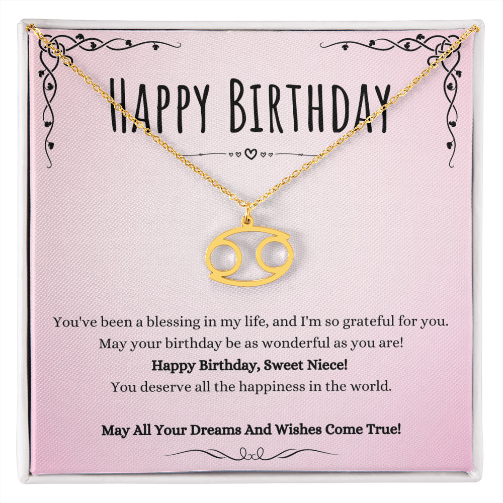 Niece Birthday Message Necklace Gift From Aunt And Uncle, Wonderful Niece Message Jewelry Zodiac Name Pendant Present by Best Gifts 305