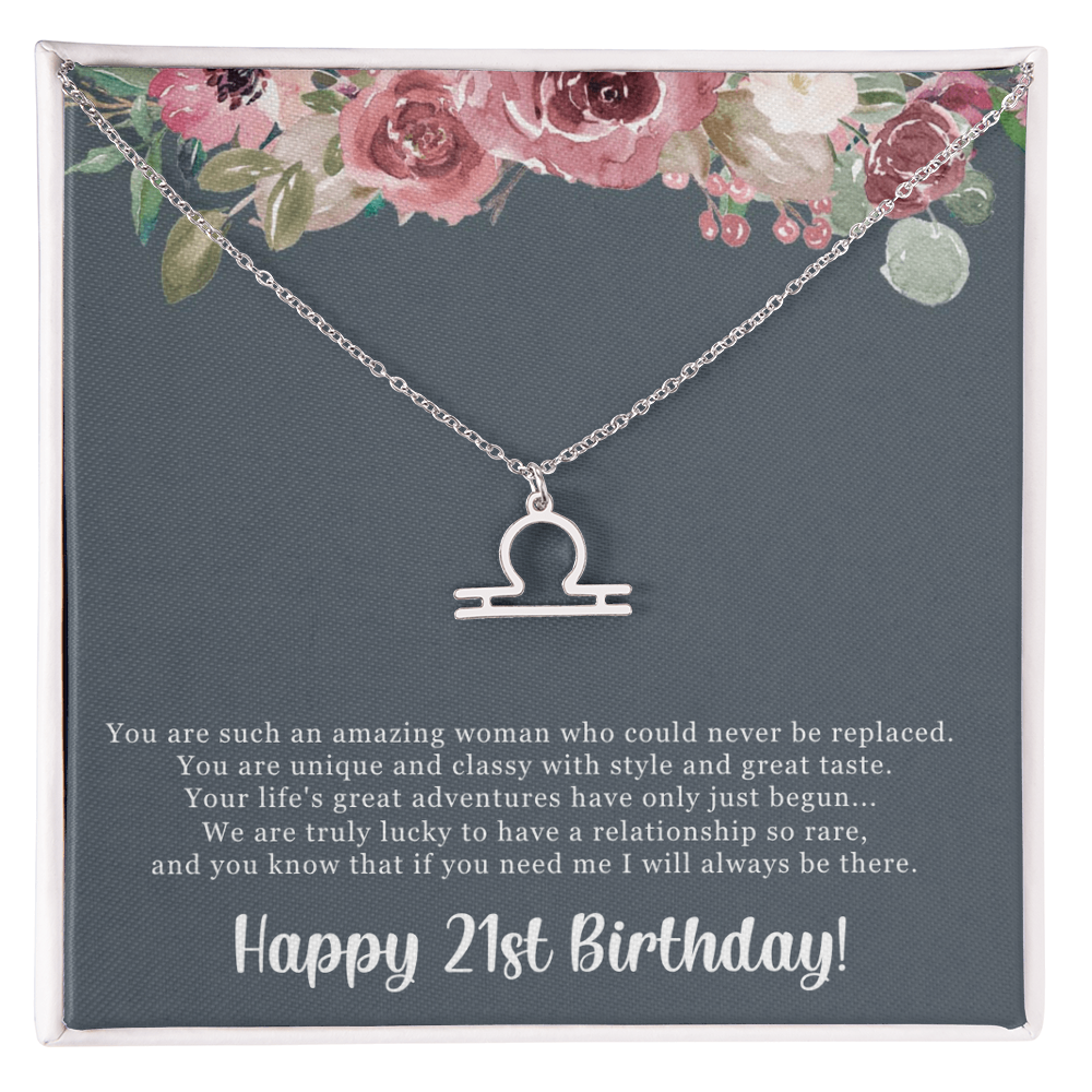 Birthday Gift For Her, Happy 21st Birthday, 21st Birthday, You Are Such An Amazing Woman - Zodiac Name Necklace With Sweet Greeting Card by Best Gifts 305