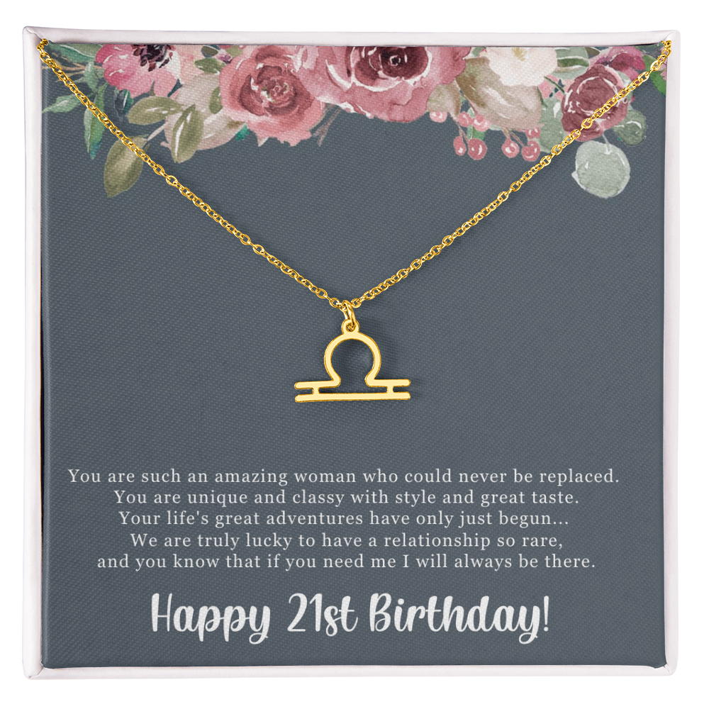 Birthday Gift For Her, Happy 21st Birthday, 21st Birthday, You Are Such An Amazing Woman - Zodiac Name Necklace With Sweet Greeting Card by Best Gifts 305