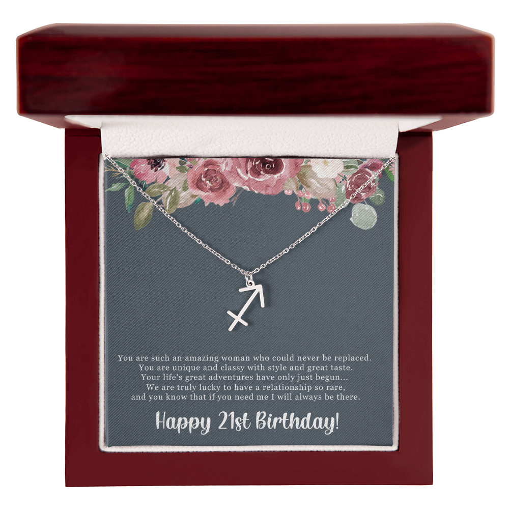 Birthday Gift For Her, Happy 21st Birthday, 21st Birthday, You Are Such An Amazing Woman - Zodiac Name Necklace With Sweet Greeting Card by Best Gifts 305