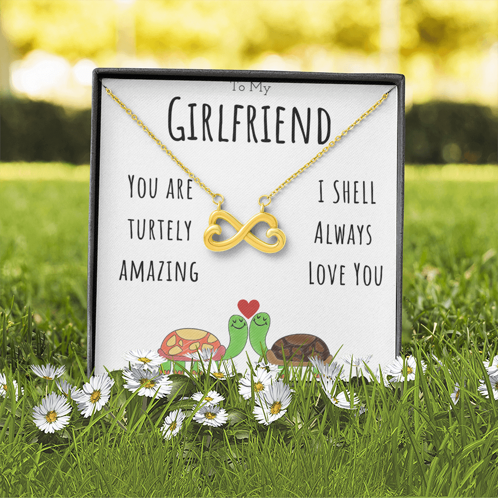 To My Girlfriend Funny Turtle Message Card Jewelry Endless Love Necklace Gift From Boyfriend, Cute Turtle Animal Pun Birthday Gift For Girlfriend, Anniversary Present For Her by Best Gifts 305