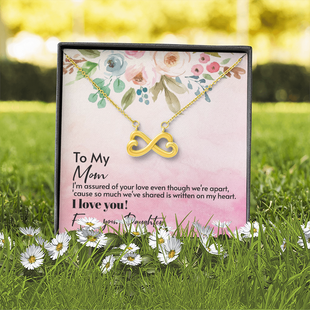 Mom Infinity Heart Necklace Endless Love Gift from Daughter, Gold Finish Sentimental Jewelry for Mother