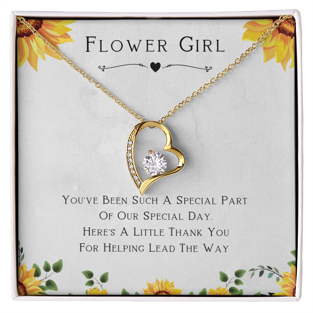 Flower Girl Gift For Wedding Day, Thank You For Leading The Way, Flower Girl Gift From Bride - Forever Love Necklace with Cute Message Card by Best Gifts 305