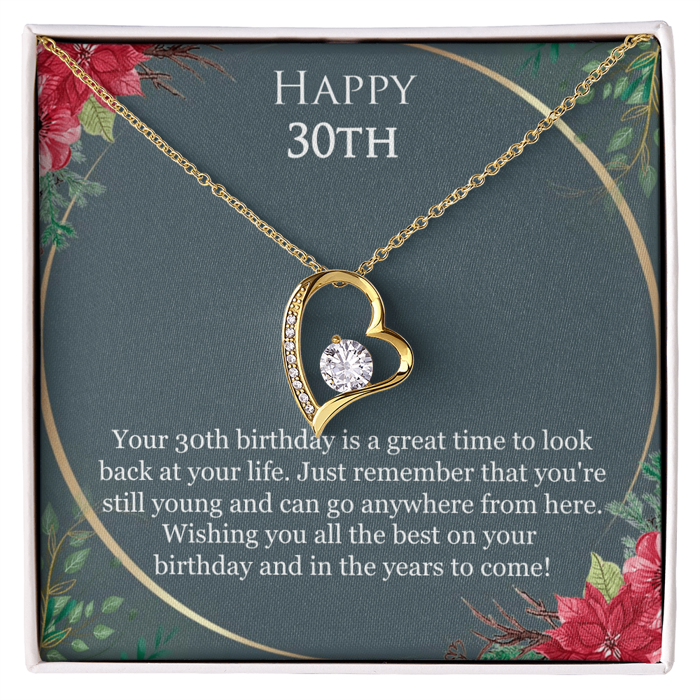 30th Birthday For Her, 30th Birthday Gift Ideas, Happy 30th, Wishing You All The Best - Forever Love Necklace With Birthday Greeting Card by Best Gifts 305
