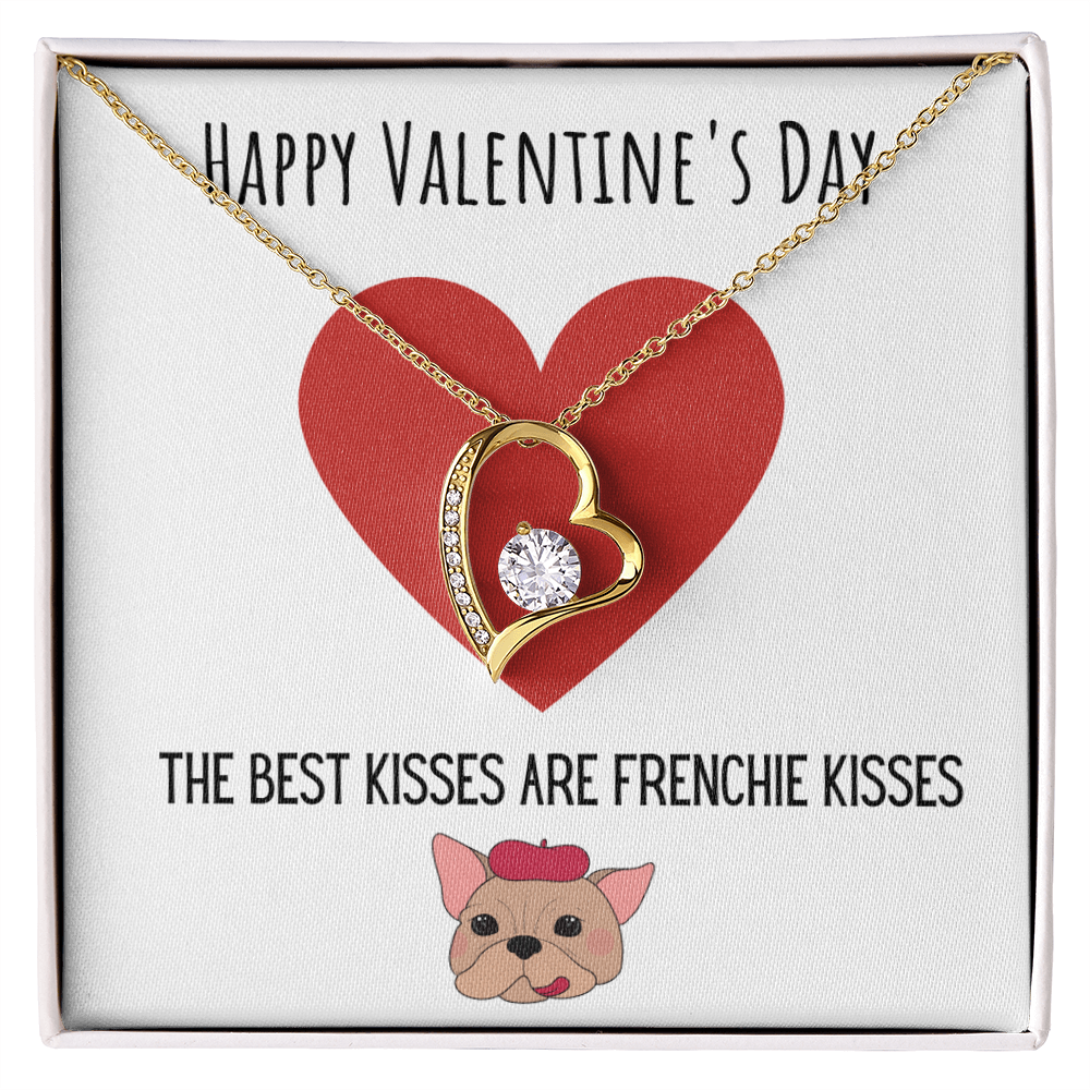 Funny Dog Lover Valentines Day Forever Love Necklace Jewelry Gift For Her, Funny French Bulldog V-Day Present From Him, Cute Valentine's Day Message Card Jewelry, Best Frenchie Kisses by Best Gifts 305