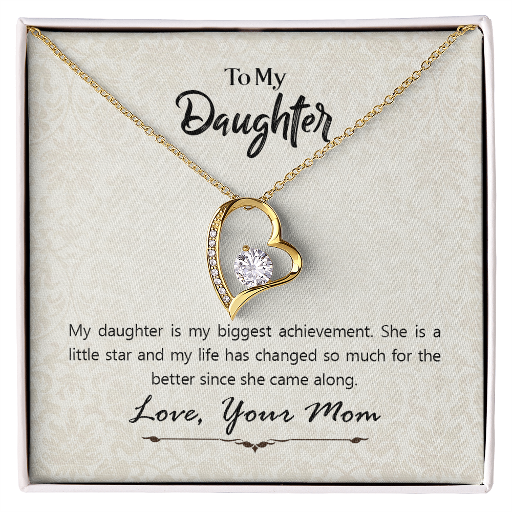 Daughter Heart Necklace from Mom – Forever Love Pendant, Cubic Zirconia Jewelry Gift for Daughter