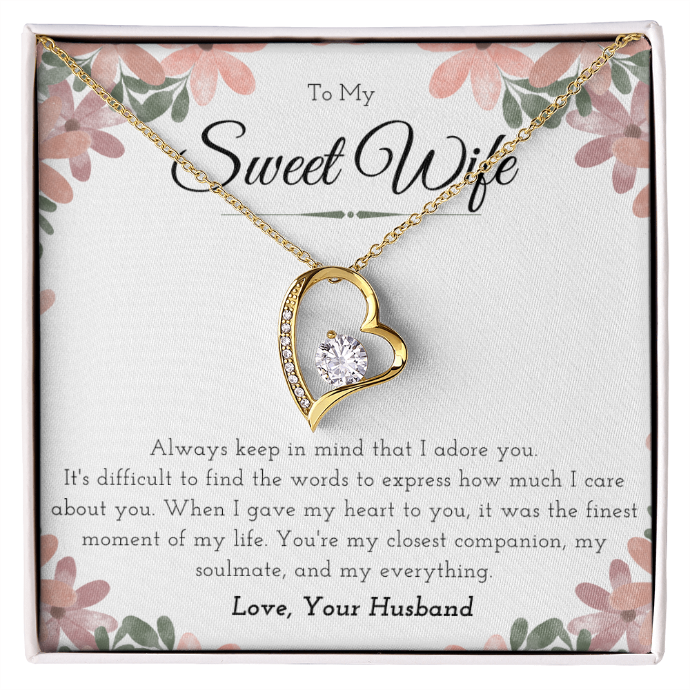Sweet Wife Anniversary Present For Her Forever Love Necklace Message Card Jewelry Gift From Husband, Nice Mothers Day Necklace, Gift For Wife Birthday by Best Gifts 305