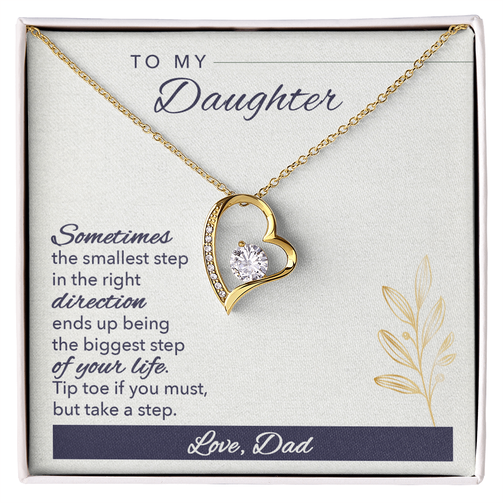 Forever Love Heart Necklace for Daughter – Dad to Daughter Gift, CZ Pendant, Inspirational Jewelry