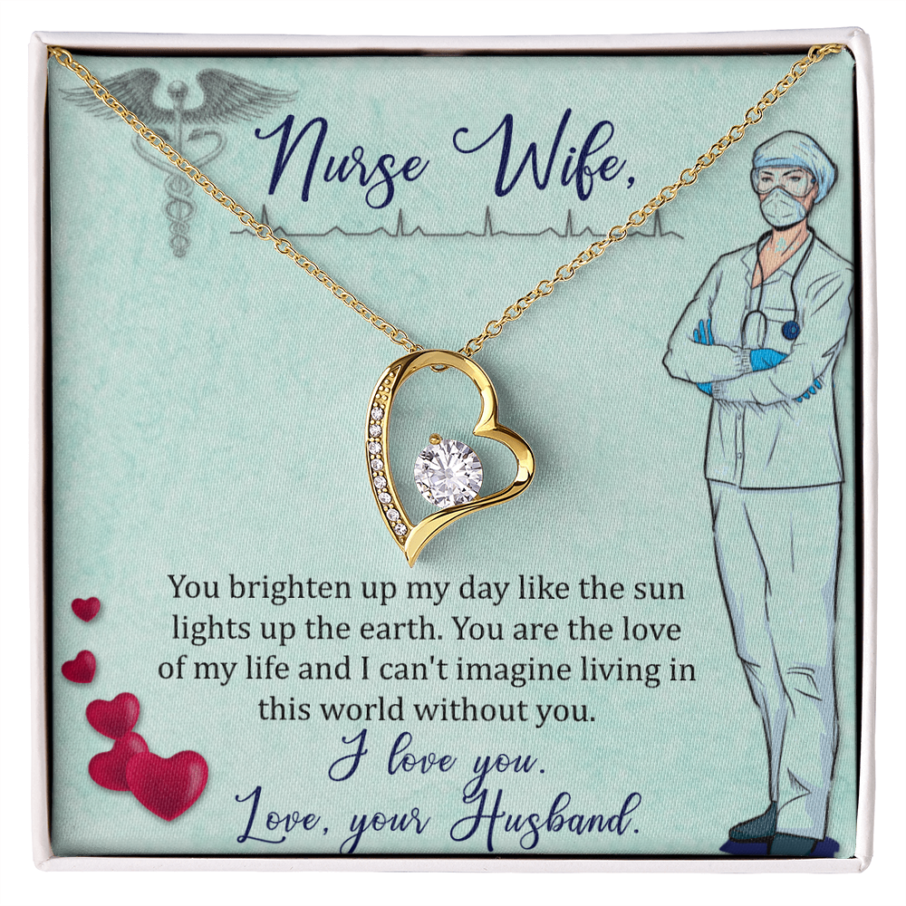 Forever Love Necklace for Nurse Wife - Stunning 6.5mm CZ Heart Pendant - 14K White Gold or 18K Yellow Gold Finish - Adjustable Chain - Perfect Gift from Husband