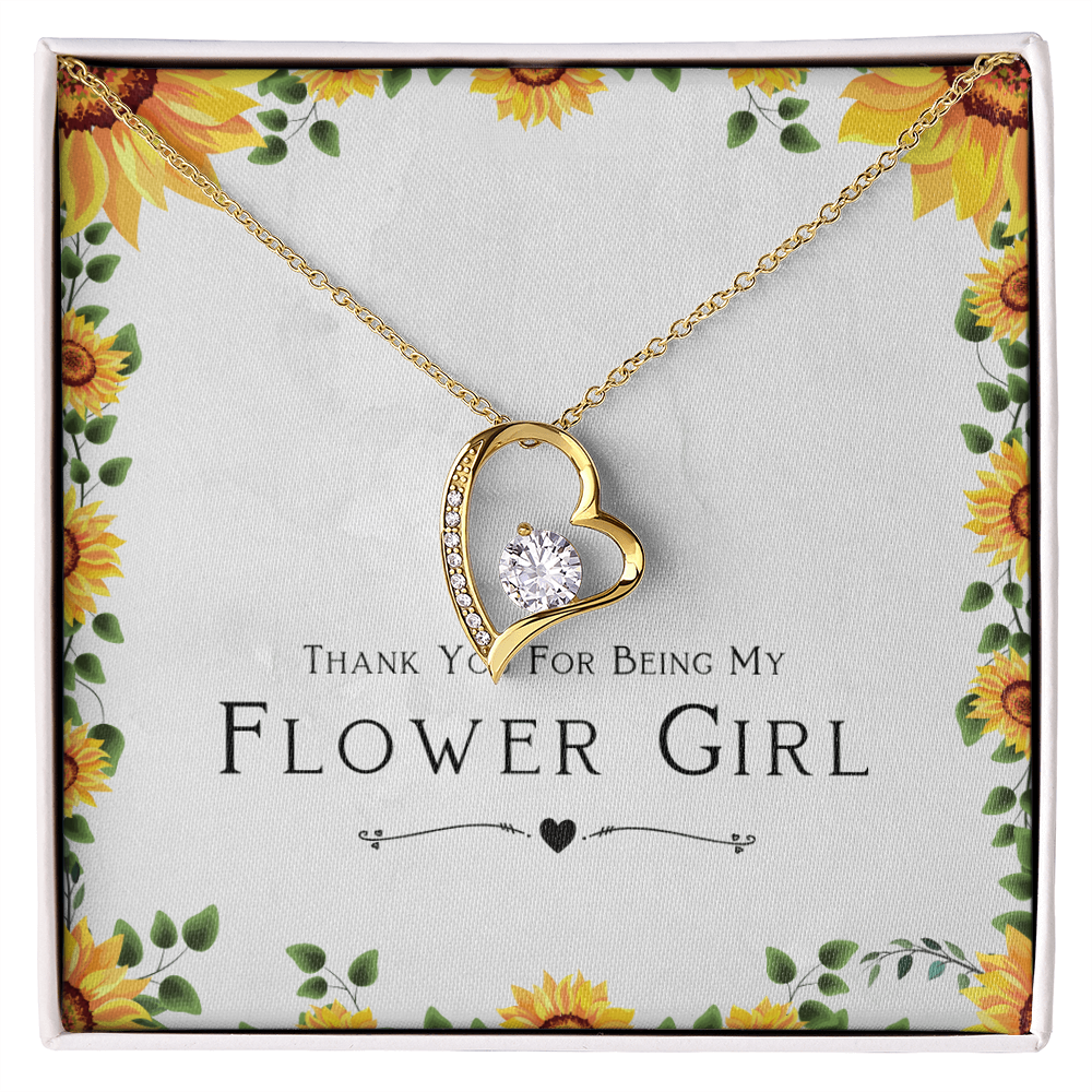 Flower Girl Gift For Wedding Day, Thank You For Being My Flower Girl, Flower Girl Gift From Bride - Forever Love Pendant Necklace with Cute Message Card by Best Gifts 305
