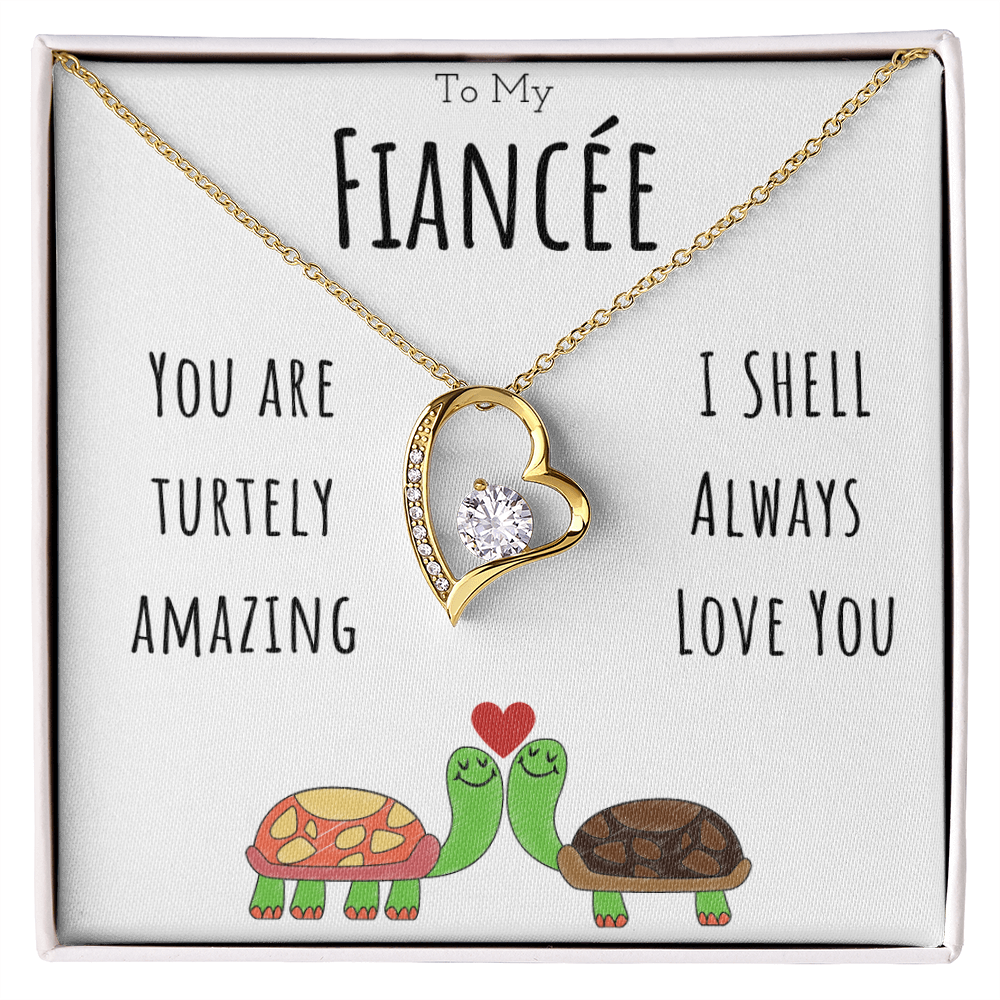 To My Fiancée Funny Turtle Message Card Jewelry Forever Love Necklace Gift From Fiancé, Cute Turtle Animal Pun Birthday Gift For Fiancée, Anniversary Present For Her by Best Gifts 305