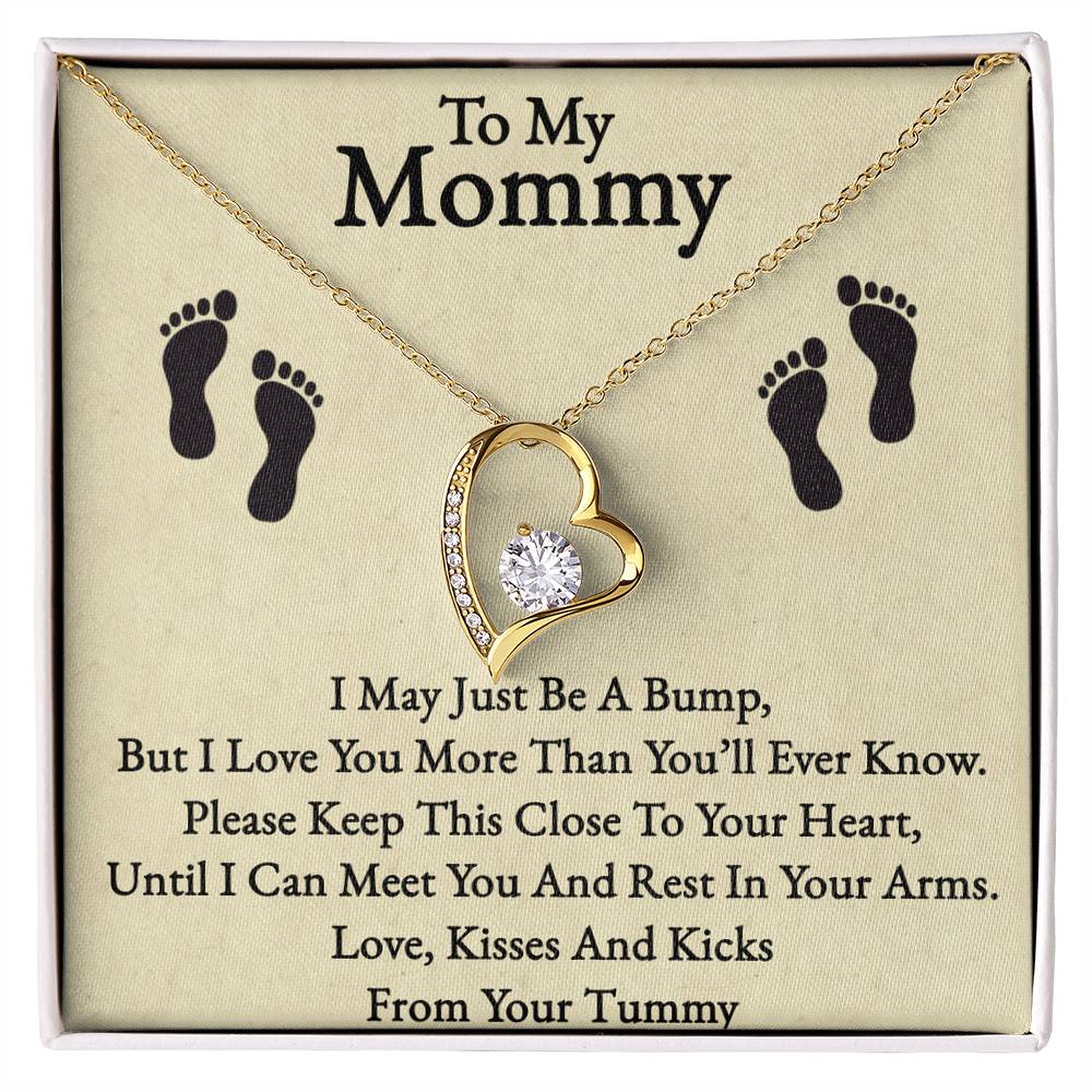 To My Mommy Forever Love Necklace – Pregnancy Announcement Gift, Heart Pendant with CZ Crystal, Adjustable Chain – Thoughtful Jewelry for Expecting Moms