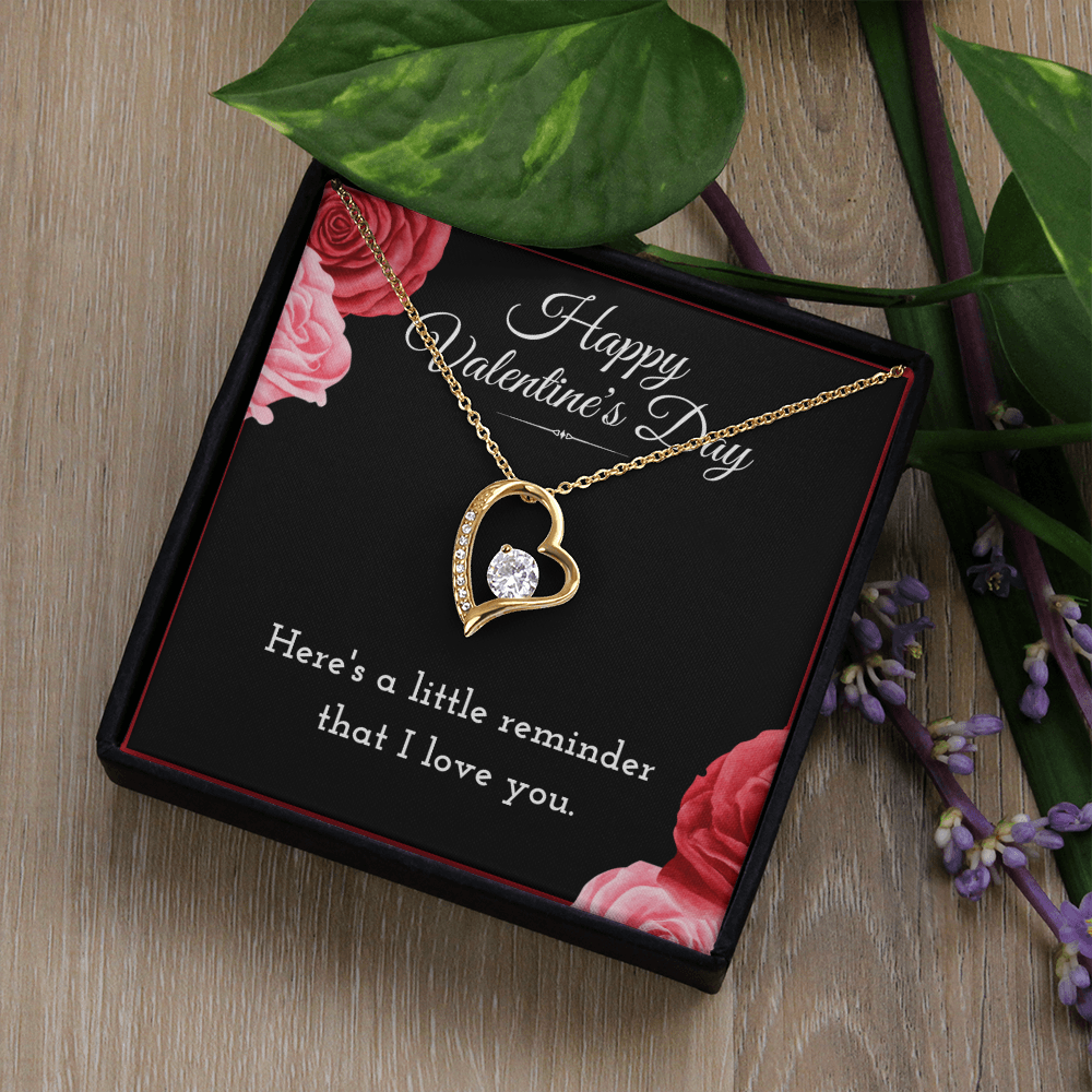 Happy Valentine's Day Forever Love Necklace Jewelry Message Card For Girlfriend, Cute Heart Reminder Necklace Valentines Present From Boyfriend, Heartfelt V-Day Necklace Gift For Her by Best Gifts 305