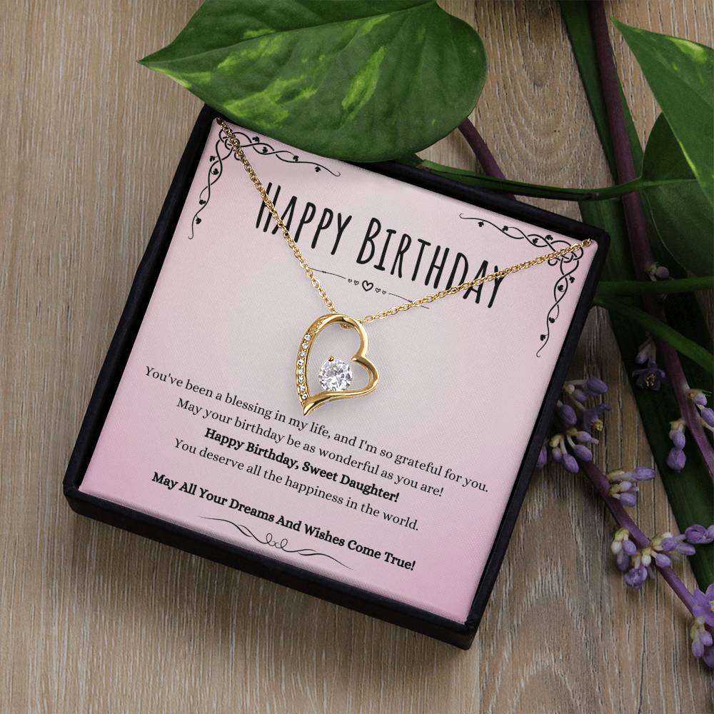 Daughter Birthday Heart Necklace Gift from Mom or Dad – Forever Love Pendant with CZ Crystal