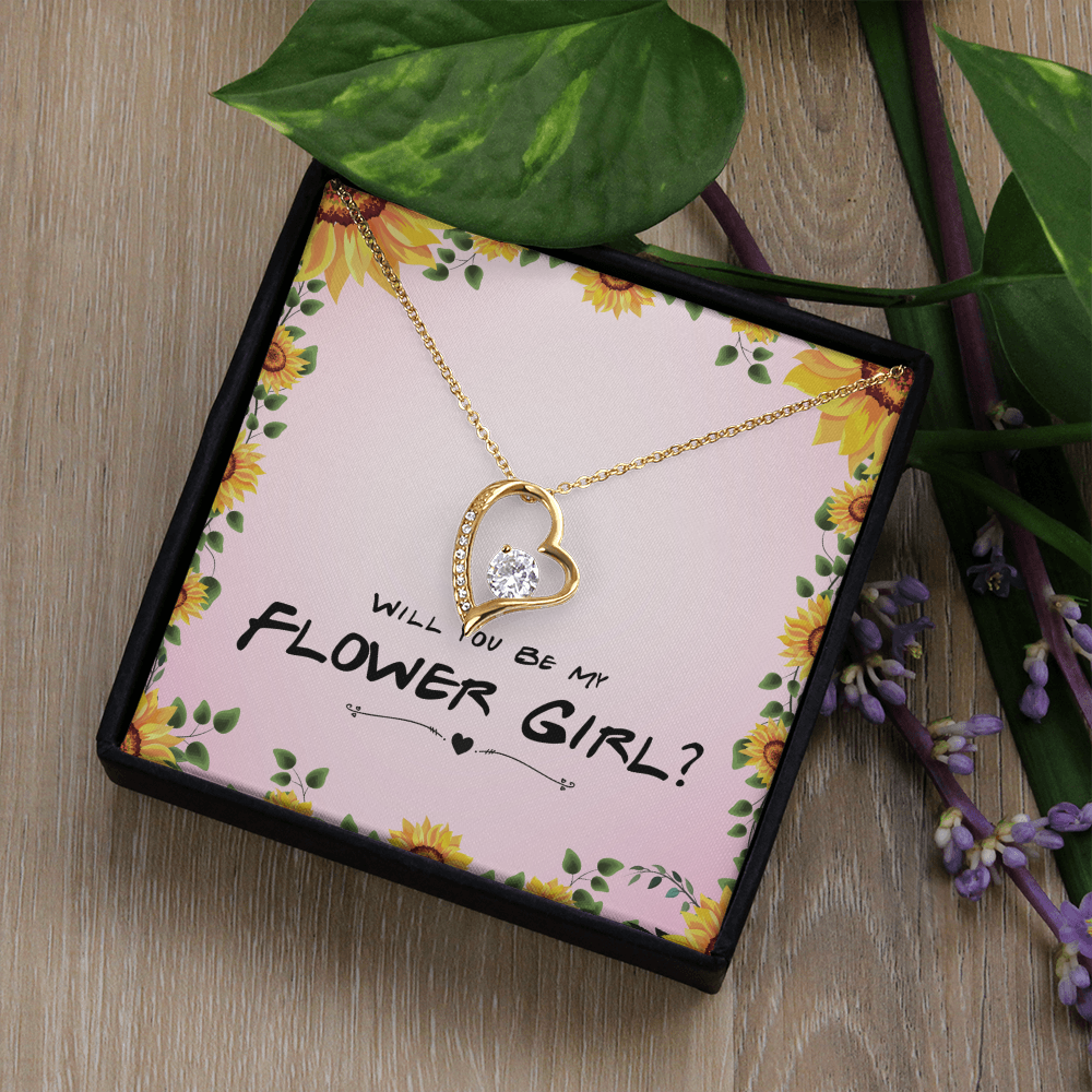 Flower Girl Proposal Gift, Will You Be My Flower Girl, Flower Girl Gift From Bride - Forever Love Necklace with Message Card by Best Gifts 305