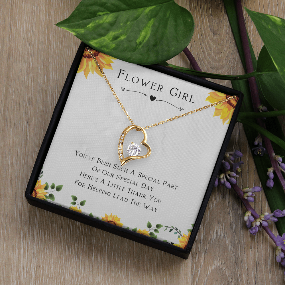 Flower Girl Gift For Wedding Day, Thank You For Leading The Way, Flower Girl Gift From Bride - Forever Love Necklace with Cute Message Card by Best Gifts 305