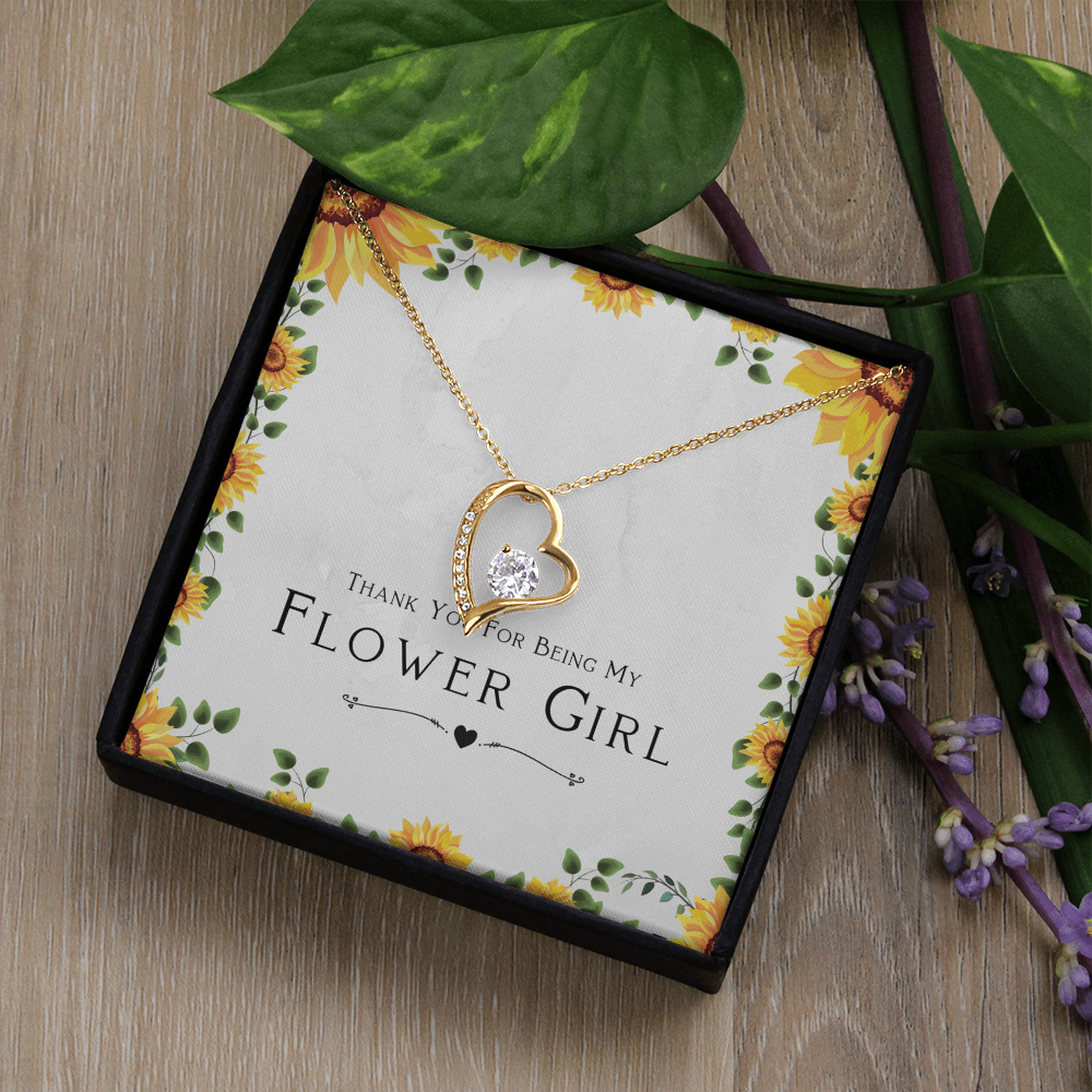Flower Girl Gift For Wedding Day, Thank You For Being My Flower Girl, Flower Girl Gift From Bride - Forever Love Pendant Necklace with Cute Message Card by Best Gifts 305