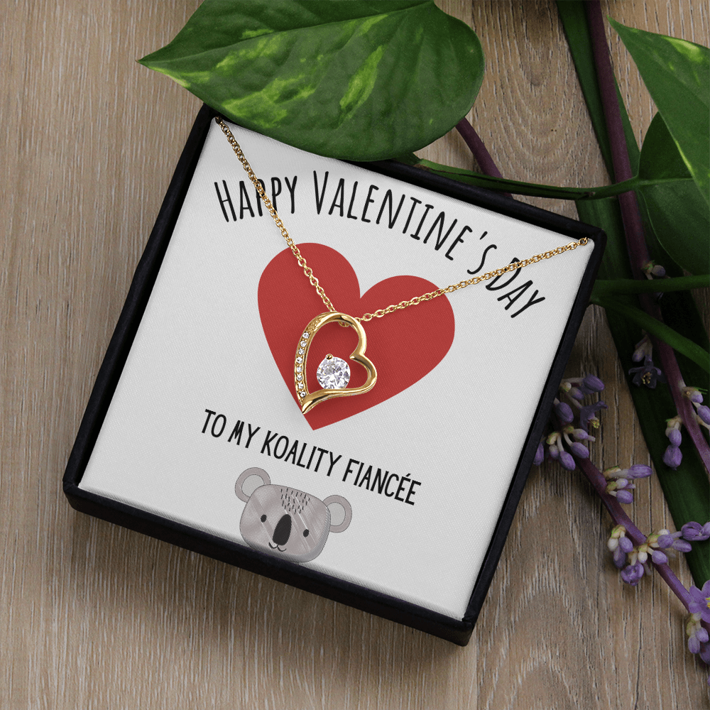 Funny Koala Valentines Day Forever Love Necklace Jewelry Gift For Fiancée, Funny Fiancée V-Day Present From Fiancé, Cute Valentine's Day Message Card Jewelery by Best Gifts 305