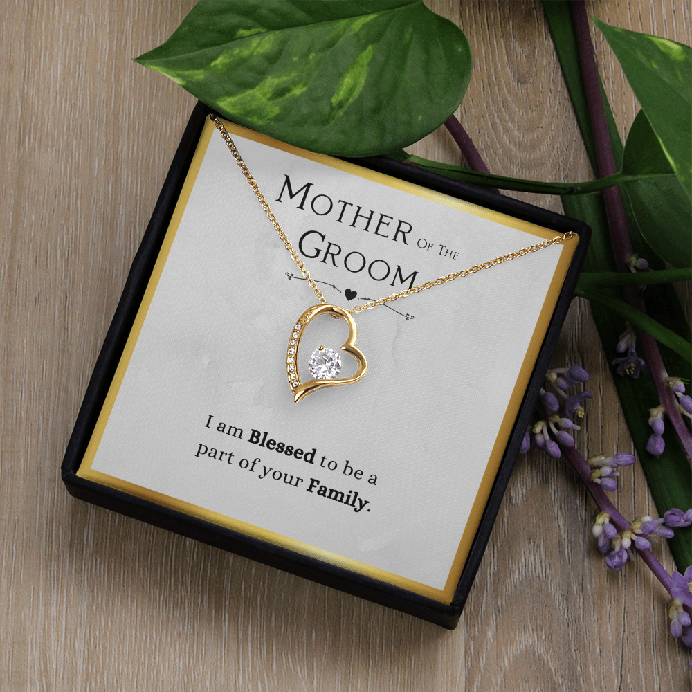 Mother Of The Groom Gift, From Bride, Blessed To Be Part Of Your Family - Forever Love Necklace With Message Card by Best Gifts 305