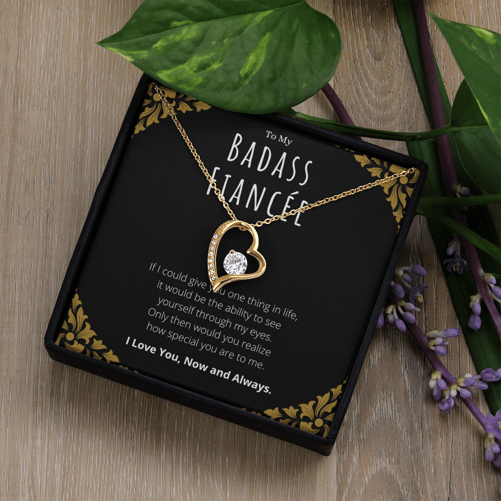 Badass Fiancée Forever Love Necklace Message Card Gift From Fiancé, Fiancée Valentines Day Anniversary Jewelry Present For Fiancée Birthday by Best Gifts 305