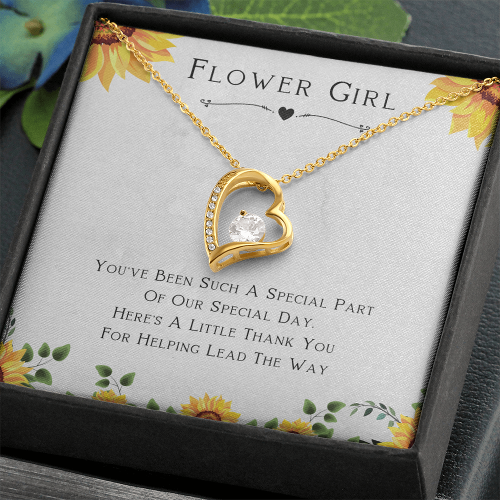 Flower Girl Gift For Wedding Day, Thank You For Leading The Way, Flower Girl Gift From Bride - Forever Love Necklace with Cute Message Card by Best Gifts 305