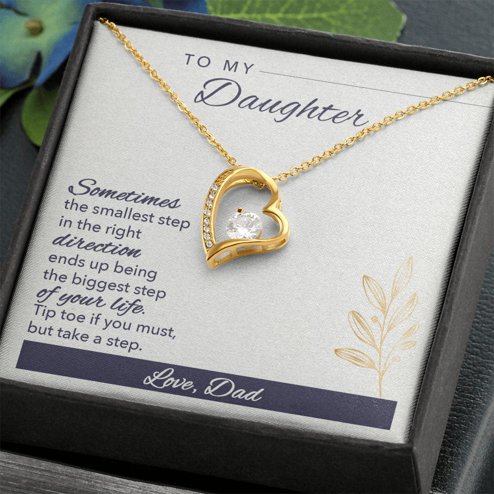 Forever Love Heart Necklace for Daughter – Dad to Daughter Gift, CZ Pendant, Inspirational Jewelry