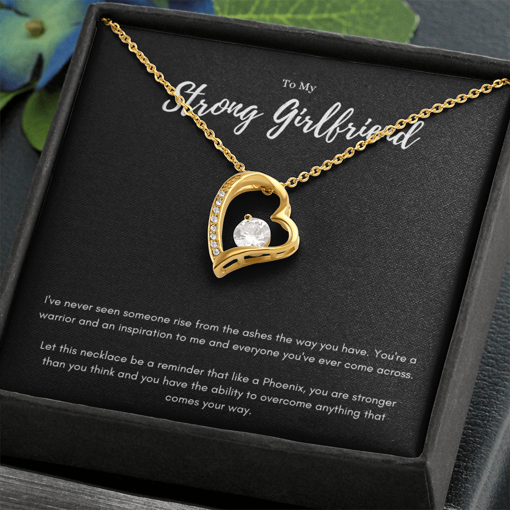Strong Girlfriend Phoenix Message Card Jewelry Forever Love Necklace Gift From Boyfriend, Meaningful Birthday Gift For Girlfriend, Inspirational Valentines Day Necklace Message For Her by Best Gifts 305